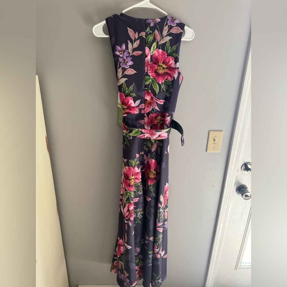 Melonie T Women’s Belted Sleeveless Floral Maxi Evening Gown Dress SZ 4 New - Picture 9 of 11